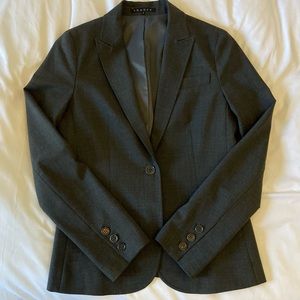 Theory Charcoal One Button Stretch Blazer
